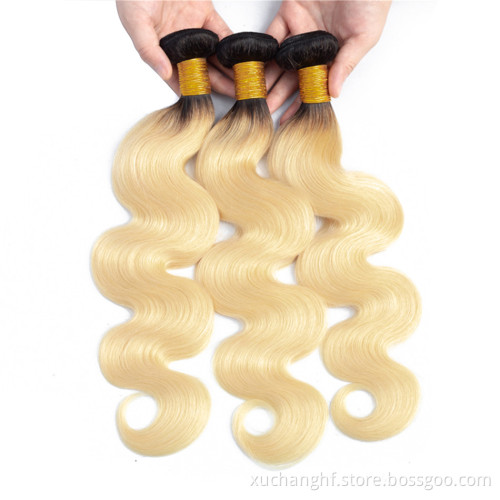 613 Blonde Bundles With Frontal Brazilian Body Wave 3 Bundles With Frontal Blonde Human Hair Bundles With Closure Remy Hair